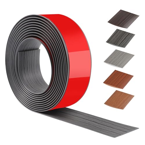 400cm X 5cm übergangsprofil selbstklebend PVC,übergangsleiste selbstklebend FüR KüChe/Wohnzimmer/Badezimmer,Türschwellen leiste Zum Verbinden Von Bodenaussparungen/Fliesen(Dunkelgraue Holzmaserung) von ztowoto