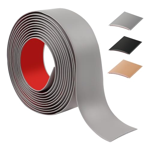 400cm übergangsprofil selbstklebend，Flexibel übergangsleiste selbstklebend PVC für Küche/Wohnzimmer/Bad,Türschwellen leiste zum Verbinden von Bodenfugen/Fliesen/Laminat/Teppich（5cm，Grau） von ztowoto