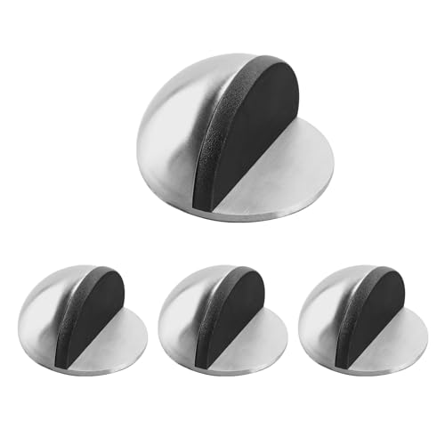 4pcs Selbstklebender TüRstopper, Montierter Halbmond TüRstopper Boden, Poliertes Oval Door Stopper Mit Klebewandschutz, Edelstahl TüRstopper Boden Kleben FüR Den Heim&Und BüRogebrauch (Silber) von ztowoto