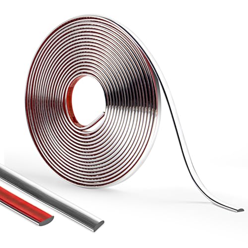 600cm Flexibel Zierleisten Selbstklebend GläNzend, Deckenleisten Selbstklebend Wasserdicht, Weich Wandleisten Selbstklebend FüR Wand, Spiegel, Decke, Fliesenkante TüR (8mm - Silber) von ztowoto
