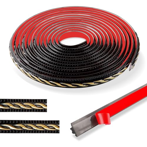ztowoto 600cm Stuckleisten Wand Vintage Muster 3d-Flexibel Wandleisten Selbstklebend,Wasserdicht Zierleisten Selbstklebend,Wandleiste Selbstklebend Ideal FüR TüR，Heimdekoration(2cm-Schwarz mit Gold von ztowoto