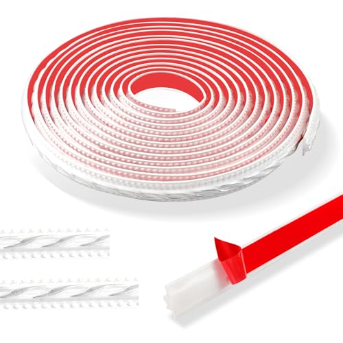 600cm Stuckleisten Wand Vintage Muster 3d-Flexibel Wandleisten Selbstklebend,Wasserdicht Zierleisten Ideal Für TüR,Heimdekoration (2cm-Weiß mit Silber) von ztowoto
