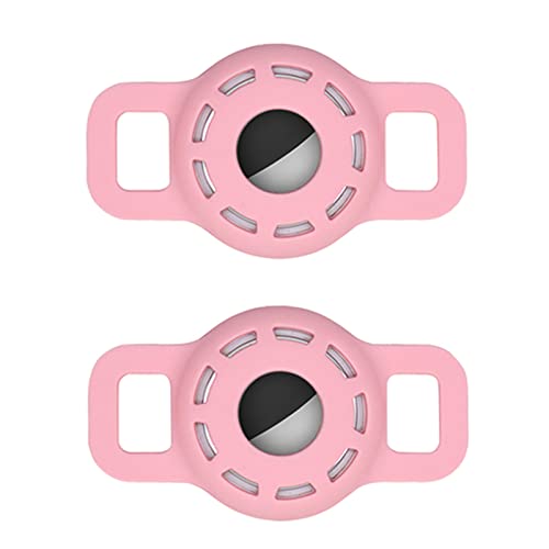 Airtag Silikonhülle für Hundehalsband,Airtag Hülle mit schützender HD High Clear Folie,verstellbare tragbare GPS Finder Hülle für Katzenhundehalsband 2 Stück (2-Rosa) von ztowoto