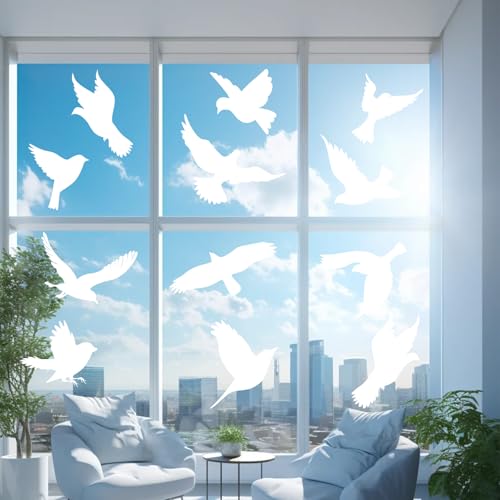 Große Größe Anti-Kollision Fenster Aufkleber, Selbstklebend Vogelaufkleber FüR Fensterscheiben Form Fenster Aufkleber, Fensteraufkleber Vogelschutz Schutz vor Vogelschlag (9-22 cm/Weiß) von ztowoto