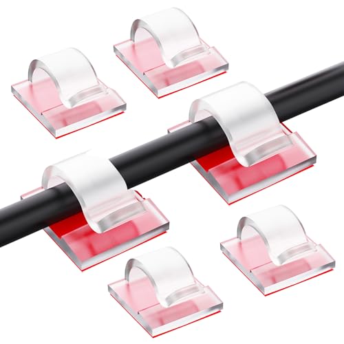 ZTOWOTO 100 Pcs Kabelhalter,Haken Selbstklebend Selbstklebend,Kabelhalter Selbstklebend FüR Usb-Ladekabel, Netzkabel, BüRohaus，FüR Kabelordnungsmanagement, WeihnachtshäNgedekorationen (Klar) von ztowoto