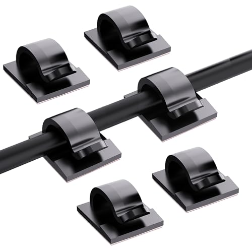 ZTOWOTO 100 Pcs Kabelhalter,Haken Selbstklebend Selbstklebend,Kabelhalter Selbstklebend FüR Usb-Ladekabel, Netzkabel, BüRohaus，FüR Kabelordnungsmanagement, WeihnachtshäNgedekorationen (Schwarz) von ztowoto