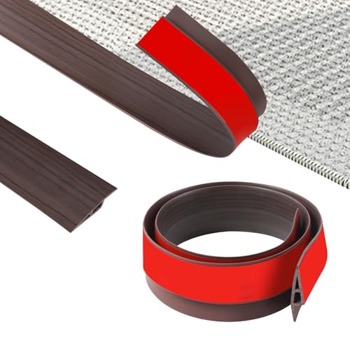 ZTOWOTO 100cm PVC üBergangsprofil Selbstklebend, Flexibel üBergangsleiste Boden Rutschfest, Teppich üBergangsschiene für Bodenlückenbelag, Türen, Fliese, Holz (Breite: 5cm-Schwarznussholzmaserung) von ztowoto