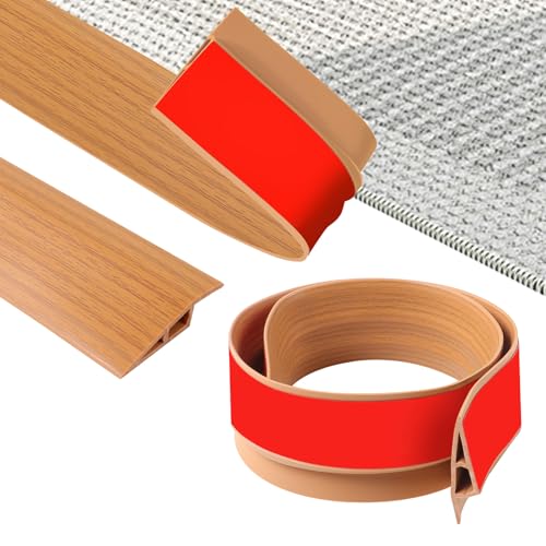 ZTOWOTO 100cm PVC üBergangsprofil Selbstklebend, Flexibel üBergangsleiste Boden Rutschfest, Teppich üBergangsschiene für Bodenlückenbelag, Türen, Fliese, Holz (Breite: 7cm-Gelbe Holzmaserung) von ztowoto