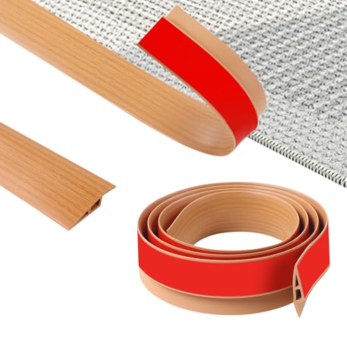 ZTOWOTO 200cm PVC üBergangsprofil Selbstklebend, Flexibel üBergangsleiste Boden Rutschfest, Teppich üBergangsschiene für Bodenlückenbelag, Türen, Fliese, Holz (Breite: 5cm-Gelbe Holzmaserung) von ztowoto