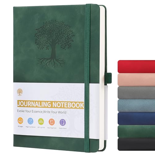 ztowoto Notizbuch A5 Liniert Hardcover,Dick The Notebook,PU-Leder Notizheft A5 192 BläTter,8.3 X 5.8 ''Memobuch Mit Stiftschlaufe,Elastische Bindung,Journaling Buch FüR Die Arbeit, Studium(GrüN) von ztowoto