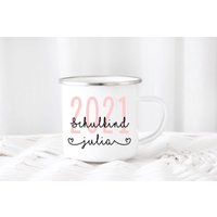 Kinderbecher Schulkind Wunschname Emaille Oder Keramik Becher Kindertasse von zuckerputzig