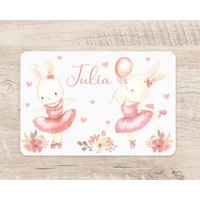 Platzset Ballerina Hase Wunschname Junge Tischset Platzdeckchen Name Kinder von zuckerputzig