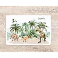 Platzset Dino Wunschname Junge Tischset Platzdeckchen Dinosaurier Trex Triceratops Name Kinder von zuckerputzig