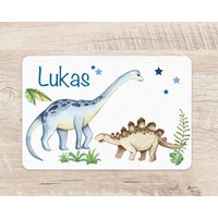 Platzset Dino Wunschname Junge Tischset Platzdeckchen Dinosaurier Vulkan Trex Triceratops Name Kinder von zuckerputzig