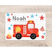Platzset Feuerwehr Wunschname Junge Tischset Platzdeckchen Name Kinder von zuckerputzig