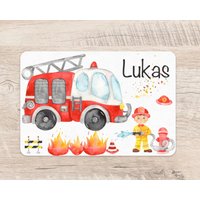 Platzset Feuerwehr Wunschname Junge Tischset Platzdeckchen Name Kinder von zuckerputzig