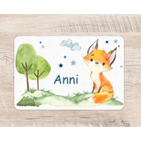 Platzset Fuchs Wunschname Junge Tischset Platzdeckchen Mädchen Tier Waldtier Wald Name Kinder von zuckerputzig