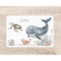 Platzset Meerestiere Wunschname Tischset Platzdeckchen Name Kinder Unterwasser von zuckerputzig