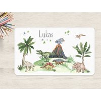 Schreibtischunterlage Dinosaurier Wunschname Personalisiert Name Kinder Kinderzimmer Schreibtisch Junge Dino Trex von zuckerputzig