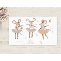 Schreibtischunterlage Mäuse Wunschname Personalisiert Name Kinder Kinderzimmer Schreibtisch Mädchen Ballerina Ballet von zuckerputzig