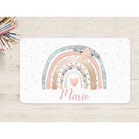 Schreibtischunterlage Regenbogen Wunschname Personalisiert Name Kinder Kinderzimmer Schreibtisch Mädchen Punkte von zuckerputzig
