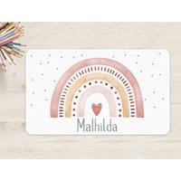 Schreibtischunterlage Regenbogen Wunschname Personalisiert Name Kinder Kinderzimmer Schreibtisch Mädchen Punkte von zuckerputzig