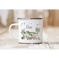 Tasse Dinos Personalisiert Emaillebecher Kinderbecher Wunschname Aquarell Emaille Oder Keramik Becher Mädchen Junge T-Rex T Rex Tasse Dinos Personalisiert Emaillebecher Kinderbecher Wunschname Aquarell Emaille Oder Keramik Becher Mädchen Junge T-Rex T Rex von zuckerputzig