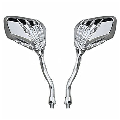 Seitenspiegel Für Honda VTX 1300 C R S Retro Shadow Ace Classic VT VF VLX 500 600 700 750 1100 1 Paar Motorrad Skull Hand Rückspiegel (Color : Silver) von zuosen