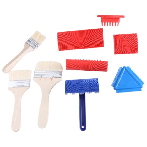 9pcs Holzkörner Roller Holztextur Farbe Werkzeug Gummi Muster Malerei Rollen Falsche Körner Pinsel Pinsel Weiches Gummi Malerei Werkzeug von zuousxbs