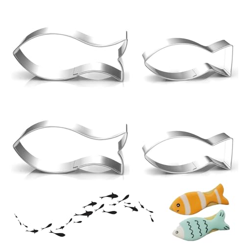 Ausstecher, 4 Stück Fisch Ausstechform Kommunion Set, Taufe Edelstahl Keksausstecher Cookie Cutter für Kommunion Konfirmation Taufe Backen DIY Kuchen Ausstecher, 4 Stück Fisch Ausstechform Kommunion Set, Taufe Edelstahl Keksausstecher Cookie Cutter für Kommunion Konfirmation Taufe Backen DIY Kuchen von zurabini