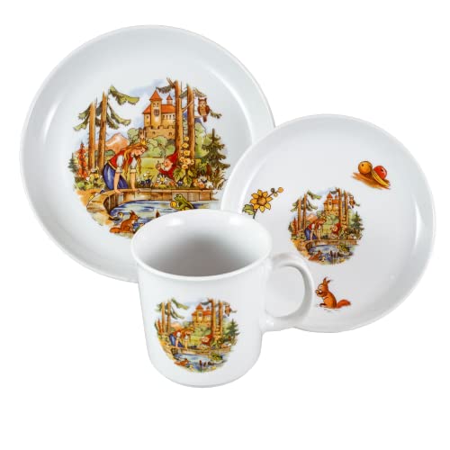 Kindergeschirr Set 3-teilig Porzellan Kindergedeck DDR Märchen Froschkönig von zweckart