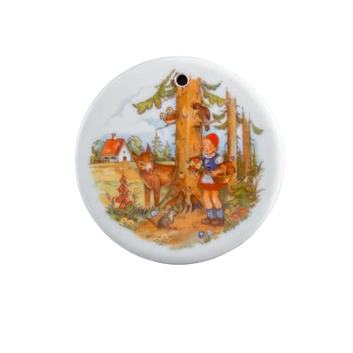 Märchen-Taler Baumschmuck Porzellan Rotkäppchen und der Wolf von zweckart