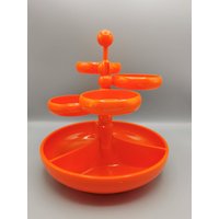 Vintage 70Er Jahre Emsa Etagere Snackschale Anbietschale Schmuckablage Tischdeko Space Age Orange Schale von zweitwert