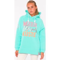 Zwillingsherz Hoodie "Meer Strand Küste", mit Kapuze, Pailletten-Schriftzug und aufgesticktem Anker-Motiv von zwillingsherz