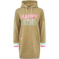 Zwillingsherz Sweatkleid ""Always Happy Mind"", mit Kapuze und fröhlicher Botschaft, neon Armbündchen von zwillingsherz