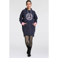 Zwillingsherz Sweatkleid ""Zuhause am Strand"", mit Kapuze, Taschen, Front und Backmotiv und Bündchen mit Neonstreifen von zwillingsherz