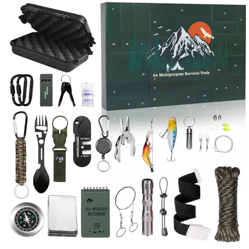 24 Tage Adventskalender | Herren Kalender Mit Überlebenstool,Kleines Multifunktions Campingzubehör Für Herren Jugendliche Wanderung Outdoor Jagen Angeln Klettern 24 Tage Adventskalender | Herren Kalender Mit Überlebenstool,Kleines Multifunktions Campingzubehör Für Herren Jugendliche Wanderung Outdoor Jagen Angeln Klettern von zwxqe