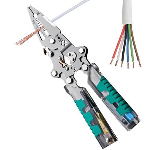 Abisolierzange | Elektro-Zange Mit Spannungsprüfer | Klappbares Abisolierwerkzeug Für Haushalt, Kfz Und Elektroinstallation von zwxqe