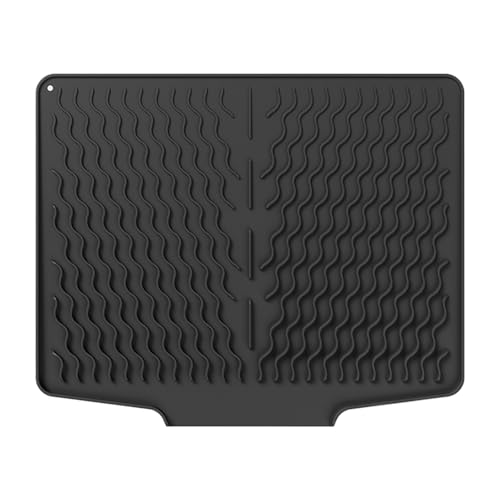 Abtropfmatte für Geschirr, Küchenthekenschutz, Silikon, faltbares Tablett, rutschfeste Abtropfmatte, platzsparender Organizer für Spülbecken, tägliche Geschirrtrocknung, 39 x 32 x 14,9 cm von zwxqe