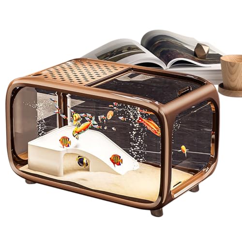 Aquariumtank - Desktop Fish Bowl Kletterdekor für Betta und Schildkröten, Acryldesign mit einfacher Wartung, Wasserbehälter für Snails Shrimp Planting Office, 15.75 x 8,94 x 10,04 Zoll von zwxqe