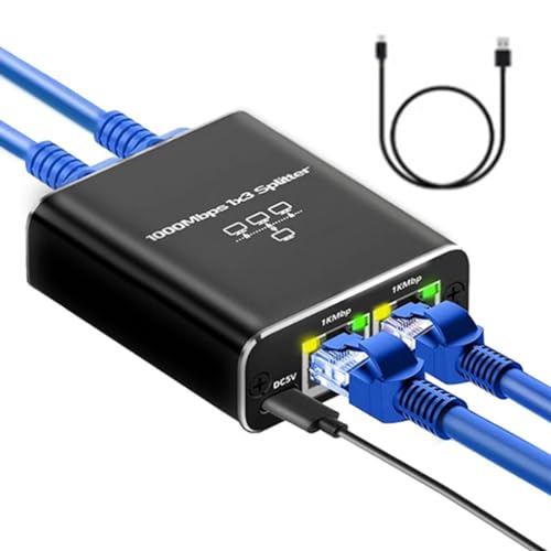 Ethernet-Hub-Splitter, Ethernet-Splitter-Adapter, Hochgeschwindigkeits-Gigabit-Netzwerk-Splitter, Internet-Splitter, Ethernet-Kabel-Splitter, unterstützt zwei Geräte, die gleichzeitig arbeiten von zwxqe
