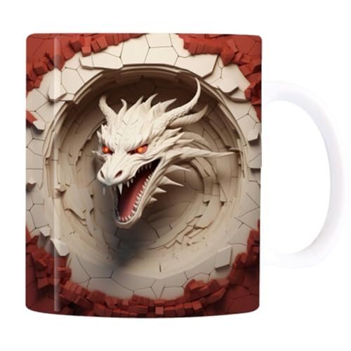 Keramikbecher mit Drachen-Motiv, Fantasy-Drachen-Kaffeetassen, Drachenförmige Teetassen, Drachenkunst-Trinkgeschirr, Keramik-Drachen-Trinkgeschirr-Set für den Genuss Ihres Morgenkaffees oder von zwxqe