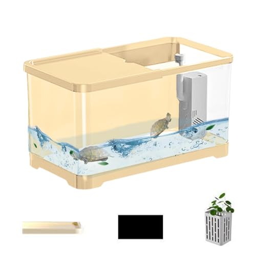 Mini-Fischbecken mit Dekor, Aquarium-Set, Aquarium-Set mit Filtersystem für Goldfische, Mini-Fische, Garnelen, Starterfische mit Zubehör, kreatives Aquarium von zwxqe