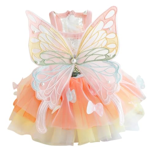 Pet Princess Dress, Rainbow Butterfly Outfit, Portable Colorful Spring and Summer Pet Clothes, Adorable Butterfly Wing Costume for Cats and Small Dogs von zwxqe