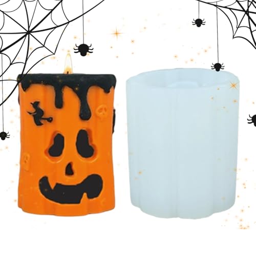 Pumpkin Candle Mold, Ghost Face Mould, Reusable Craft Tool, Halloween Wax Casting Form, Decoration Maker for Beginners Adults Boys Girls Professionals Seasonal Projects Use, Silicone von zwxqe