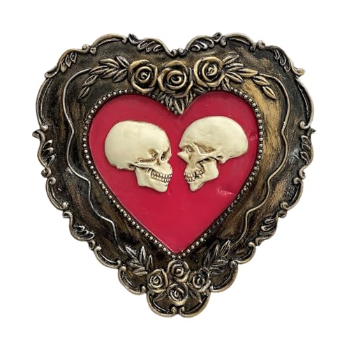 Skelett- | Herz-Rahmen-Schädel-Skulptur | Künstlerische romantische Liebesornamente | Gruselige und gotische Wandkunst für die Inneneinrichtung | Ideal für Halloween, Wohnzimmer und kreative Gesc Skelett- | Herz-Rahmen-Schädel-Skulptur | Künstlerische romantische Liebesornamente | Gruselige und gotische Wandkunst für die Inneneinrichtung | Ideal für Halloween, Wohnzimmer und kreative Gesc von zwxqe