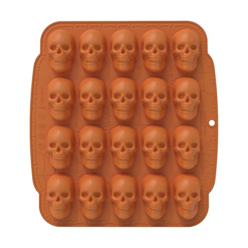 Totenkopf-Schokoladenform, Gelees-Skelettform, wiederverwendbares Silikon-Tablett, einfache Süßigkeitenherstellung, 29 x 26,5 x 2,8 cm, Dekorationszubehör für Pralinen, Leckereien und gruselige von zwxqe