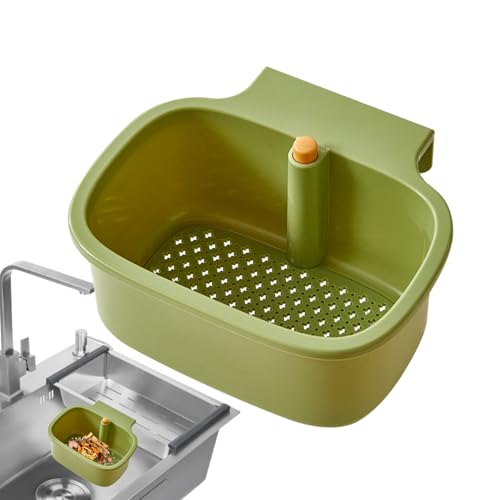 zwxqe Abflusskorb für die Küchenspüle, einziehbares Sieb, Mehrzweck-Trocknen, Wasserhahn-Aufbewahrungshalter, verstellbarer Organizer für den täglichen Gebrauch, 18,5 x 16 x 9 cm von zwxqe