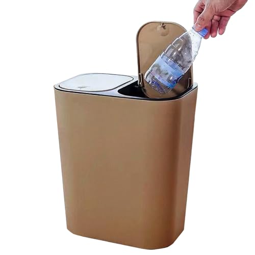 zwxqe Doppelter Küchenmülleimer | Mülleimer Mit Recycling Kombi | 18 Liter Abfalleimer mit Druckknopf-Deckeln Küchenabfallbehälter für Camping Terrasse Garten Badezimmer Außenbereich Waschküche von zwxqe