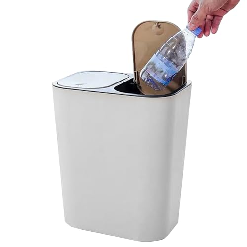 zwxqe Double Trash Can Bin, Rectangular Waste Container, 18l Garbage Disposal with Push-Button Lids, Kitchen Bathroom Outdoor Organizer for Camping Patio Laundry, 12.99x11.42x8.27 Inches von zwxqe